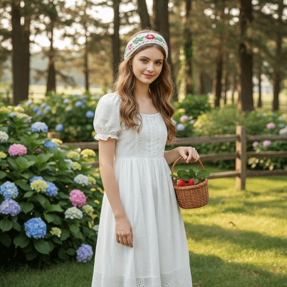 Knitted Flower Headband Elastic Elastic Headband French Wide Headband For Women