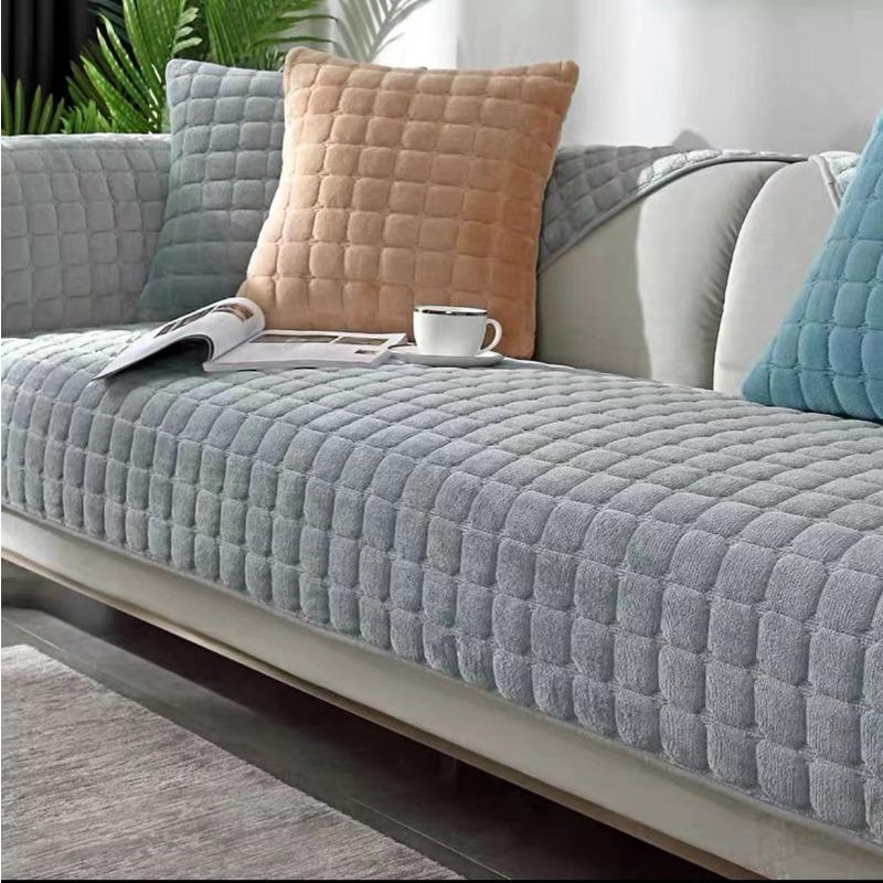Plush Simple Sofa Cushion Flannel Non-Slip Leather Sofa Cushion Winter Sofa Cover All-Inclusive Sofa Slipcover Sofa Towel