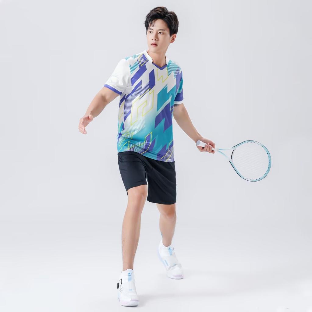 Anmurye Short Sleeve Table Tennis with Geometric Perfect for Badminton and Fitness and Perfect for Practice and Summer Outfits Green Men's T-Shirt