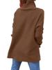 2024 Damen Hochhals Oversized Mittellanger Fledermausärmel Pullover mit Schlitzsaum und Taillengürtel
