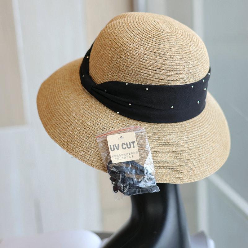 Sun Hat Women's Summer Enlarged and Widened Sun Protection Hat Travel Vacation Lampshade Straw Hat Travel Fine Grass Hat