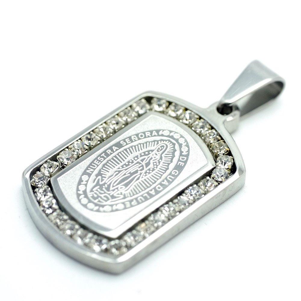 

bi Подвеска с медалью Девы Марии Гваделупской из нержавеющей стали с цирконием [Silver One] для мужчин (очарование)