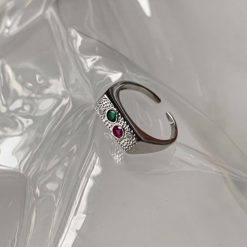 Colorful Heart Shaped Zirconia Ring For Women Trendy Adjustable Fashion Accessory 2024