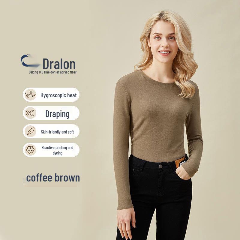 

Женский термотоп: Круглый вырез, на бархатной подкладке, антибактериальный, утолщенный для осени L (115-135 jin)