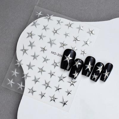 3D Irregular Pentagram With Nail Stickers Y2K Satr Nail Art Decals Starlight Charm Foils Decoration Self Adhesive