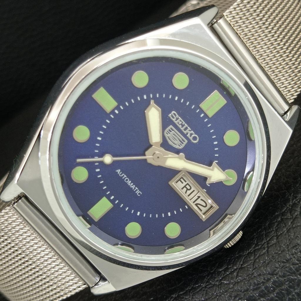 VINTAGE REFURBISHED SEIKO 5 AUTOMATIC 6309A JAPAN MENS BLUE DIAL WATCH a444445-1