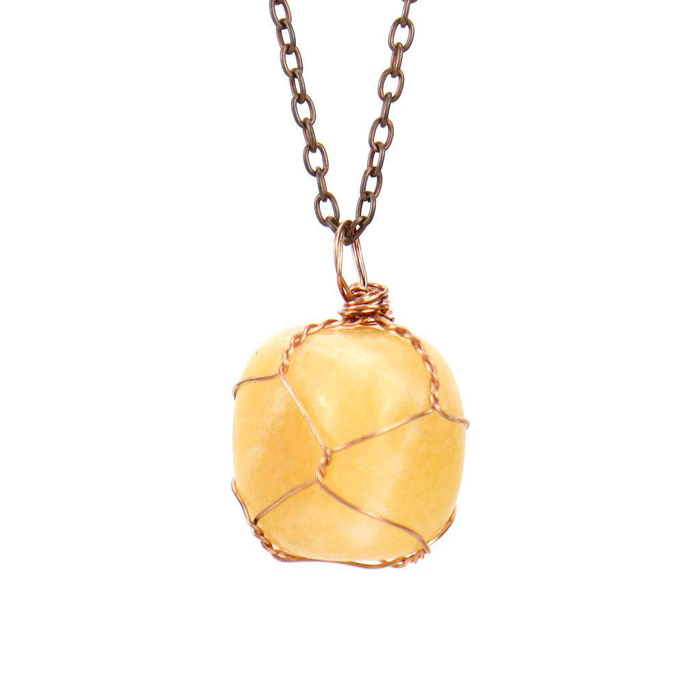 Hand-Wound Irregular Natural Stone Crystal Rough Stone Amethyst Pendant Necklace N669