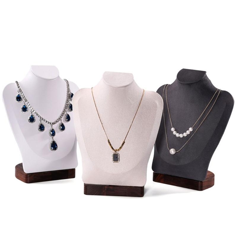Walnut Wood Jewelry Holder Necklace Display Bust Multifunctional Mannequin Dresser Props for Displaying Necklaces