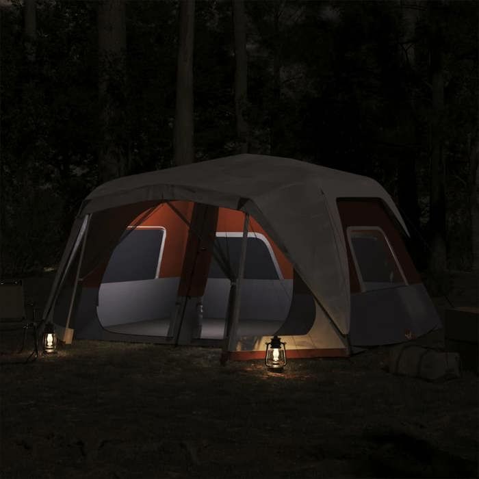 VidaXL Tente Familiale avec LED 10 Personnes, Tente d'Ombrage avec Sac, Auvent Portable avec Parois Latérales Jardin, Gris 94303