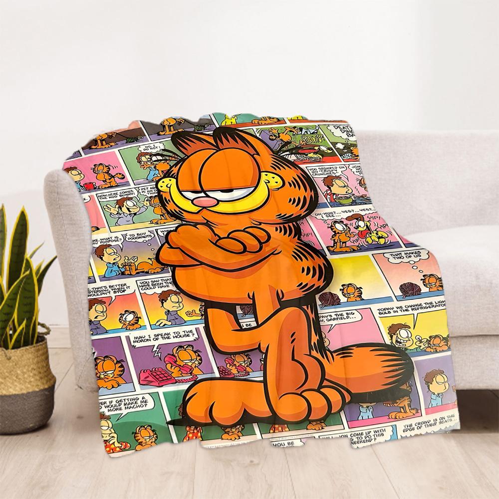 1pc Garfield Outdoor Blanket Lightweight Flannel, Soft & Warm, All-Season Use for Sofa, Outdoor, Camping, Living Room, Office075