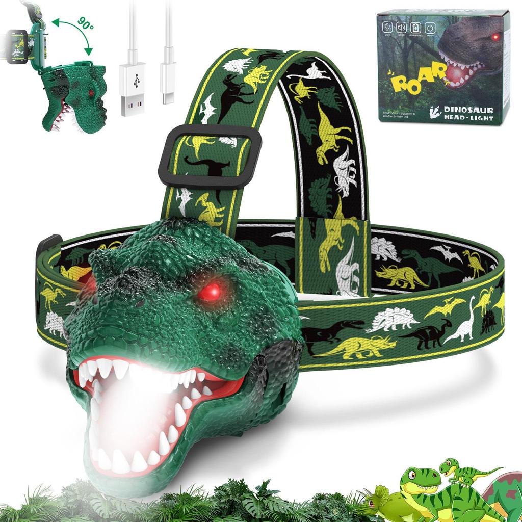 Dinosaur Shaped LED Kids' Headlamp - Night Light for Camping and Outdoor Play