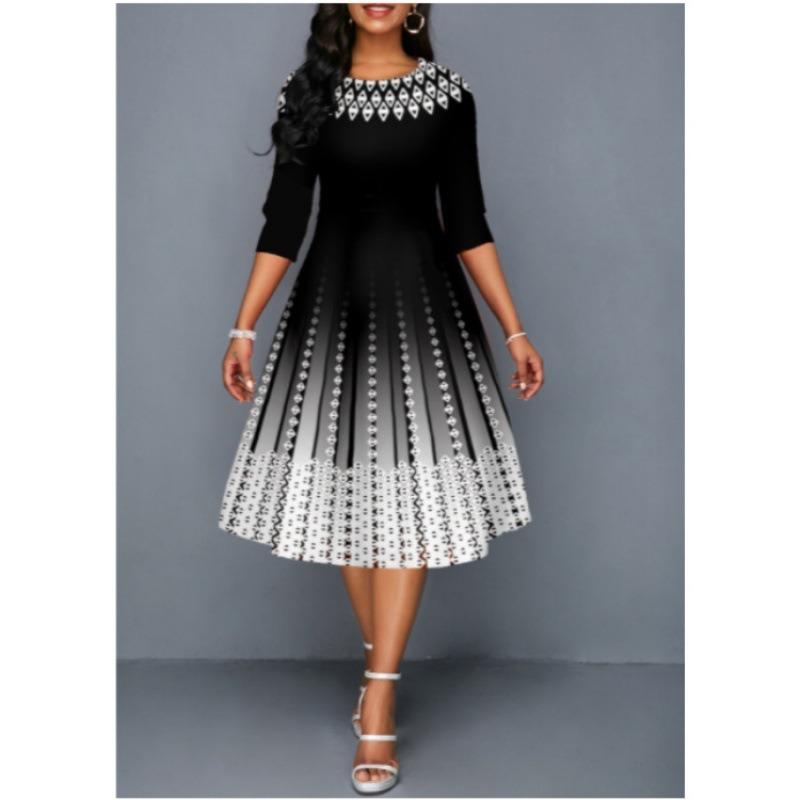 BITCED Fashion Summer Spring 1/2 Sleeves O-Neck  Casual Dresses