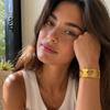 18K Gold Plated Hammered Heart Bracelet - Stainless Steel, European American Style, Light Luxury for Women