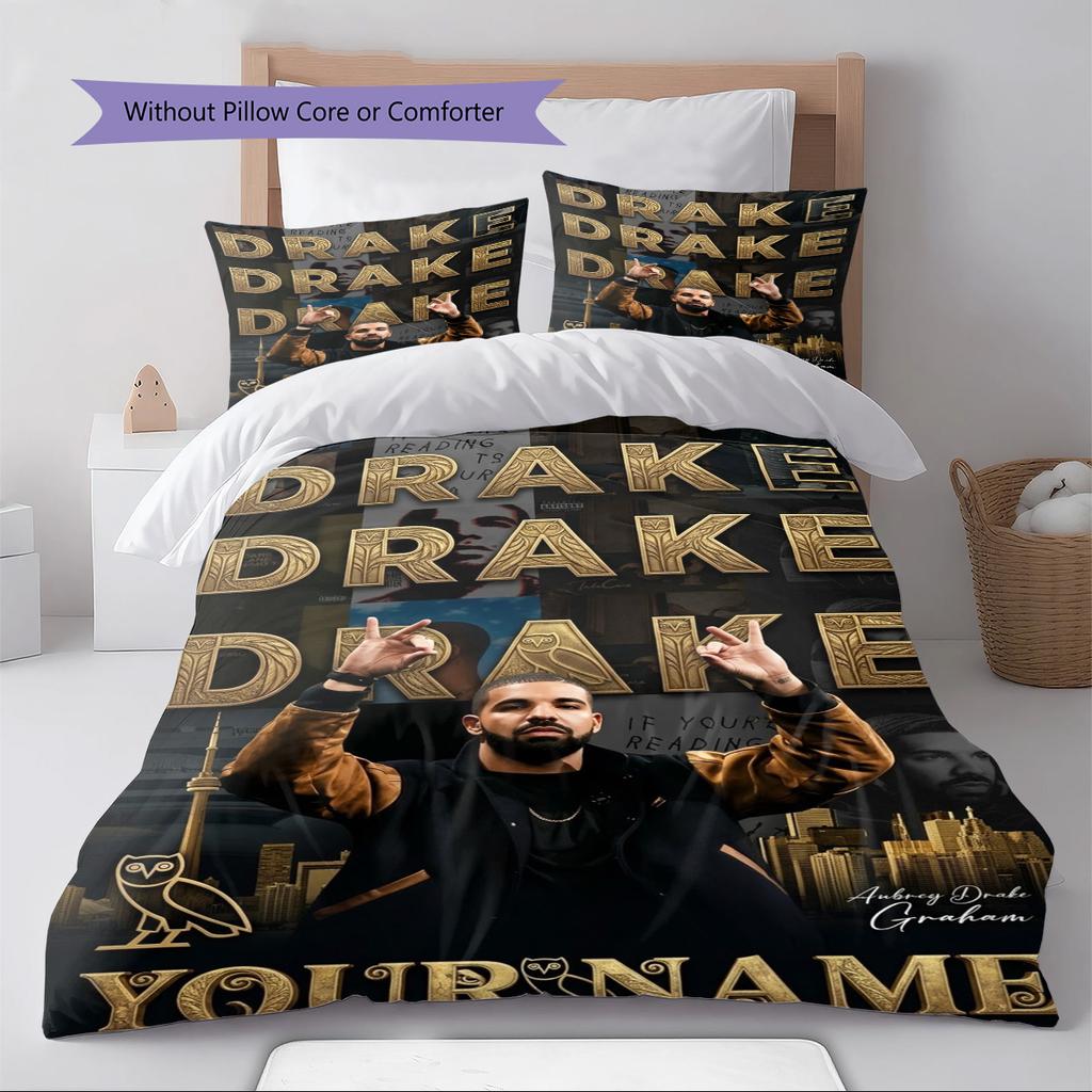 Name Custom Drake Pattern Bedding Set Quilt Cover Pillowcase Home Decor Gift (1 * duvet cover + 2 * pillowcase, without core)