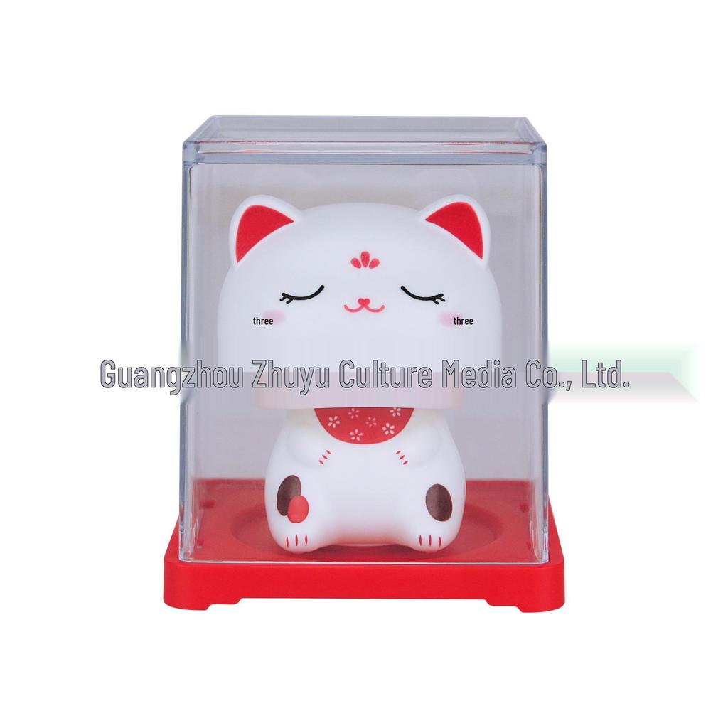 2-inch Solar-Powered Waving Lucky Cat Ornament for Desk or Car