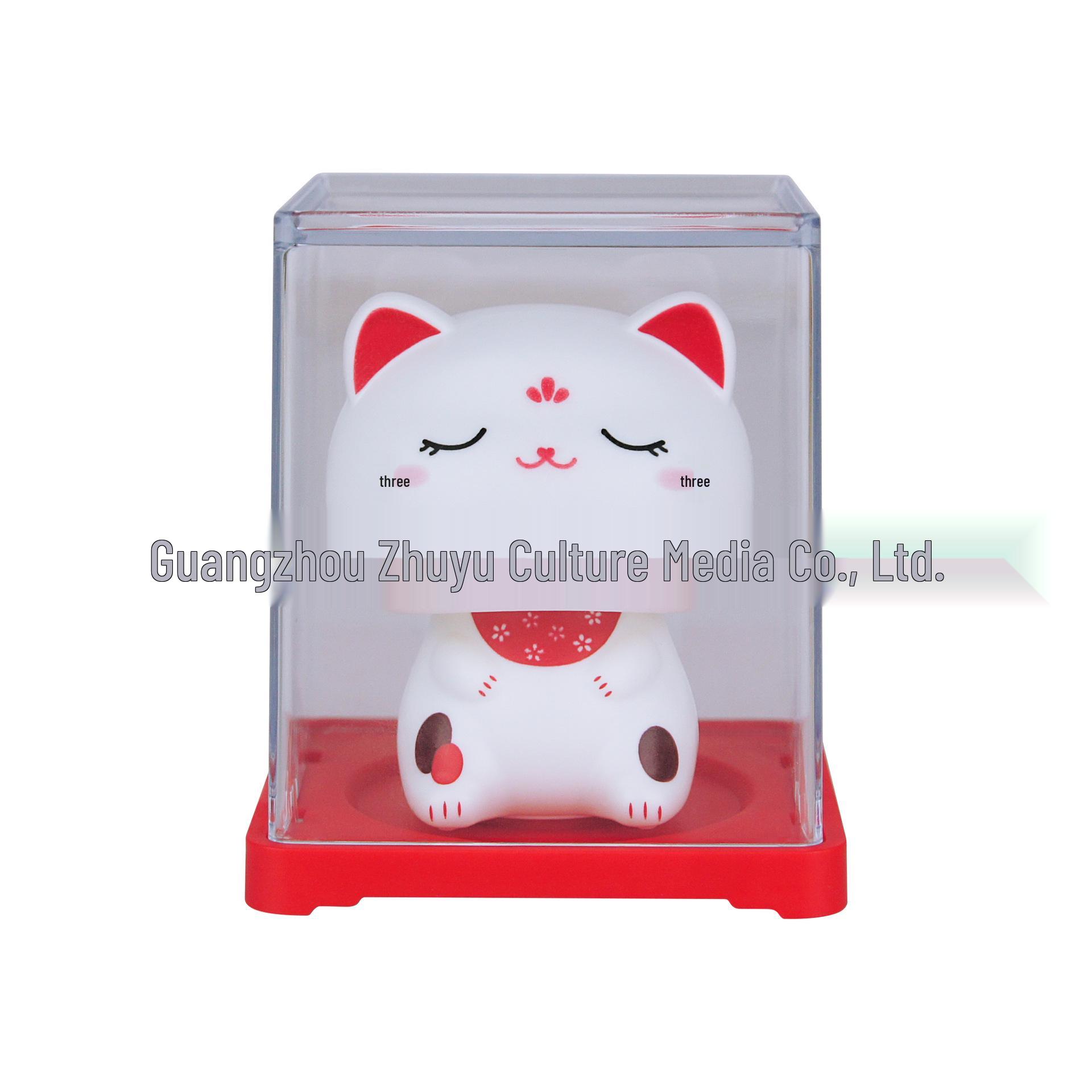 2-inch Solar-Powered Waving Lucky Cat Ornament for Desk or Car