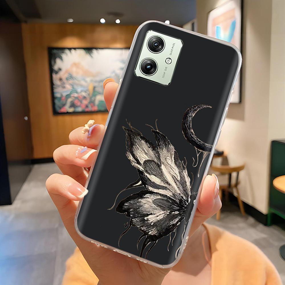 Soft Case For Moto G54 5G Case MotoG54 Silicone Phone Back Cover For Motorola Moto G54 Case XT-2343-1 Flower Love Heart Fundas