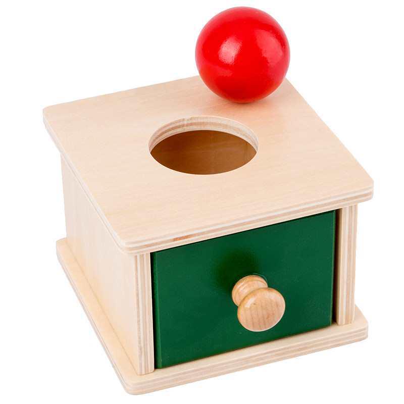Montessori Wooden Coin Box with Balls and Drawer - Educational Toy for Young Children