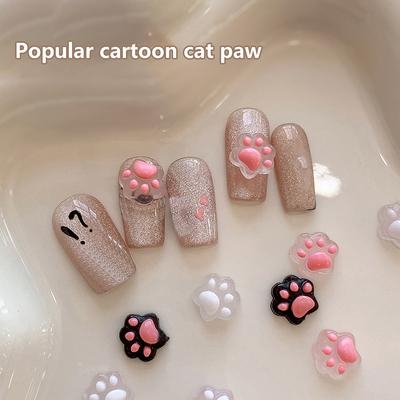 10 Stücke Katze Pfote Nagel Charme Harz Cartoon Maniküre Ornamente Mini 3D Nagel Kunst Dekoration