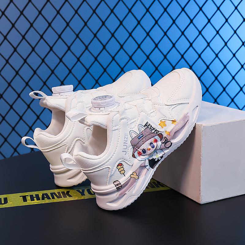 Classmate Leather Sneakers Four Seasons Popular Rabub Lightweight and Versatile Campus Little White Shoes Medium Old Boy Dad Shoes