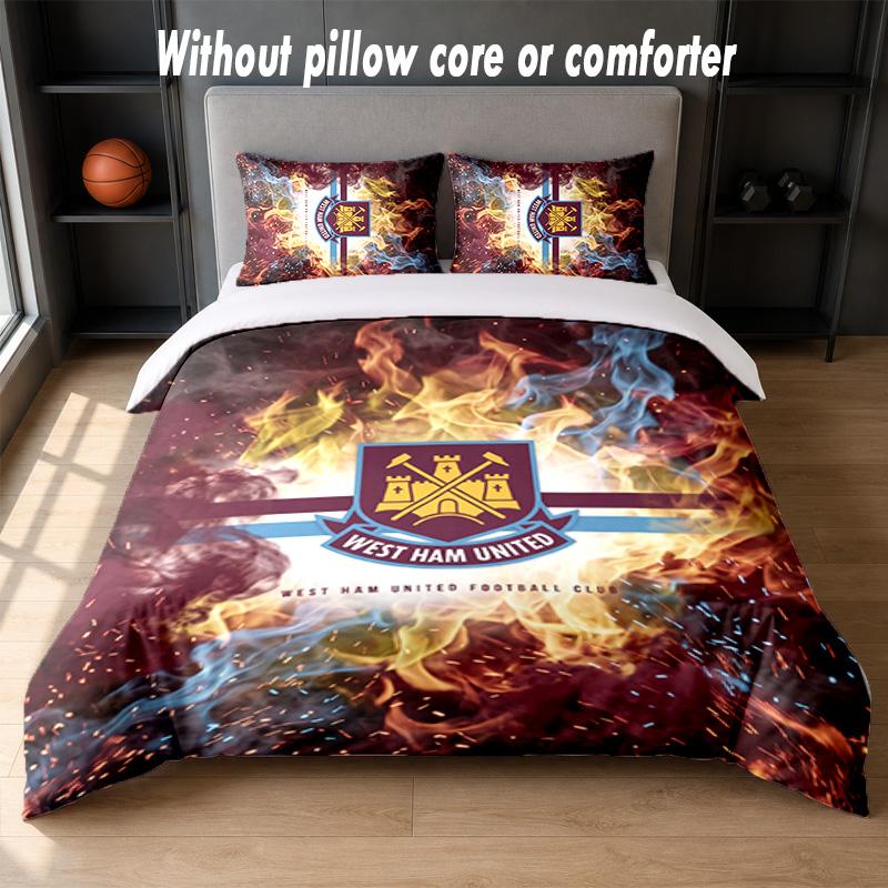 West Ham United Fotbalový Design Postel Povlečení Sada 1 Povlak na Peřinu + 2 Povlaky na Polštář Měkké Prodyšné Domácí Ložní Prádlo