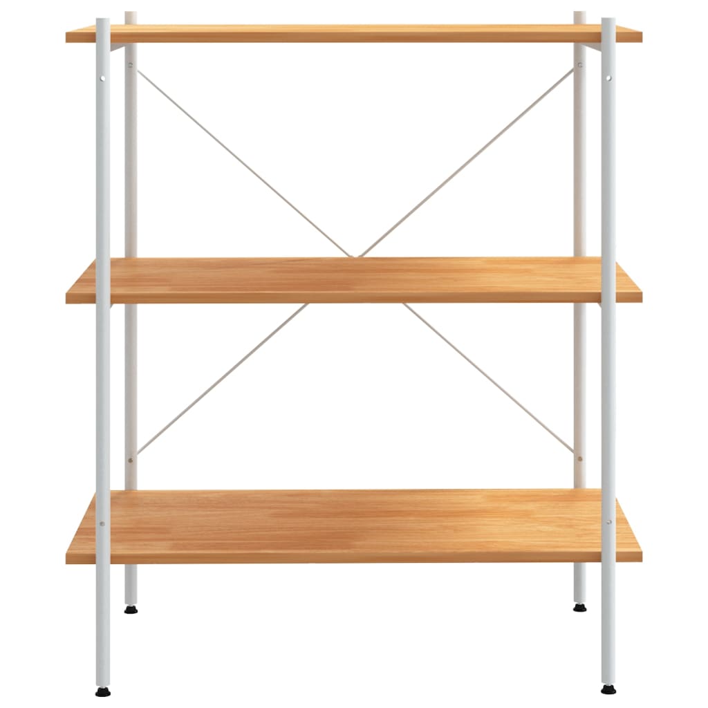 Vidaxl 3-Tier Shelf, White and Oak Wood, 80X40X92 Cm