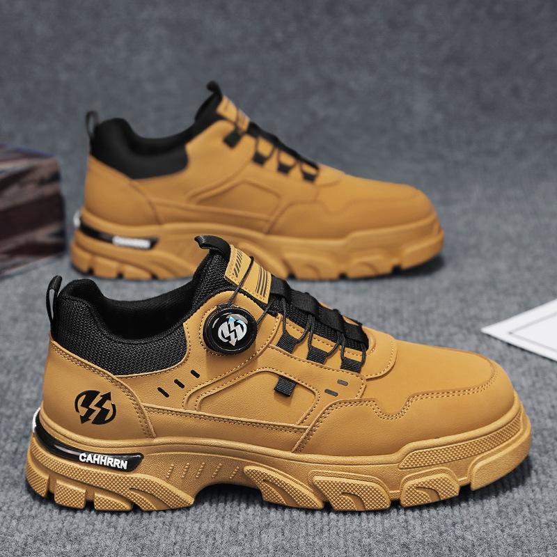 Men's shoes autumn 2025 low-top tooling Martin shoes men's casual leather trendy shoes men's rotating buttons