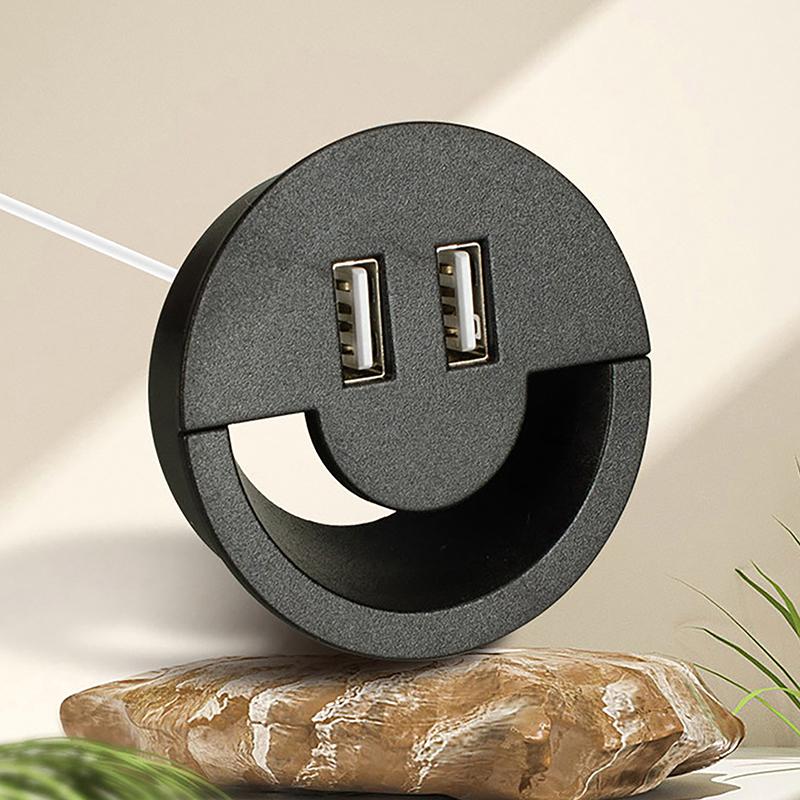 50Mm Wire Hole Cover Round Home Office Table Outlet Port Line Box Computer Desk Cord Grommet With 2 Port Usb Cable Organizer