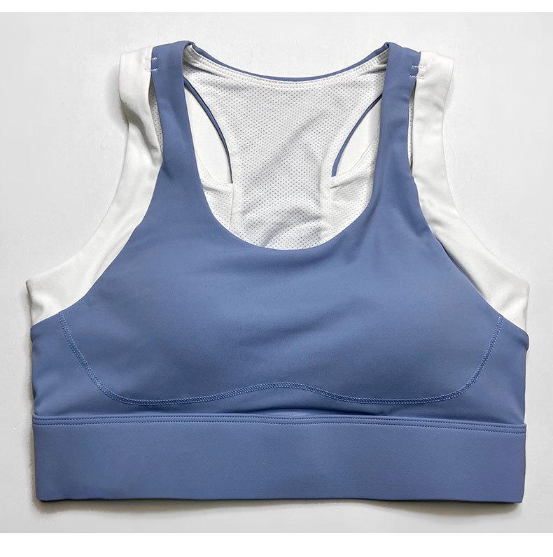 Plus Size Color Block Shockproof Two-Piece Sports Bra with Racerback and Fixed Chest Pad for Women