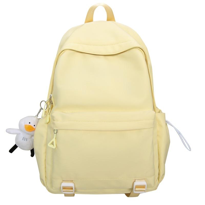 

Рюкзак Повседневные рюкзаки в японском стиле однотонных цветов для сезона «Снова в школу», школьные ранцы для учащихся средней и старшей школы Single bag with pendant жёлтый