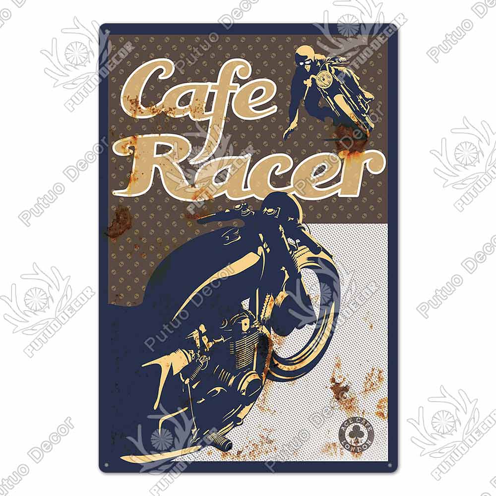 Putuo Decor Cafe Racer Vintage Tin Sign Plaque Metal Wall Art Stickers Garage Man Cave Pub Bar Retro Poster Iron Painting