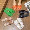 Foreign trade large size 2025 summer new slippers women's solid color simple daily beach slippers new woven belt