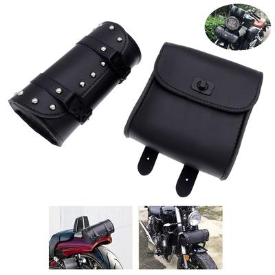 Universal Motorcycle Hanging Saddlebags Large Capacity PU Leather Front Fork Handlebar Sided Tail Tool Bags for Honda Yamaha