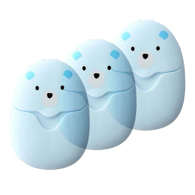 150Pcs Cute Travel Portable Soap Paper Outdoor Disposable Soap Flakes Hand Washing Mini Soap Pieces Boxed