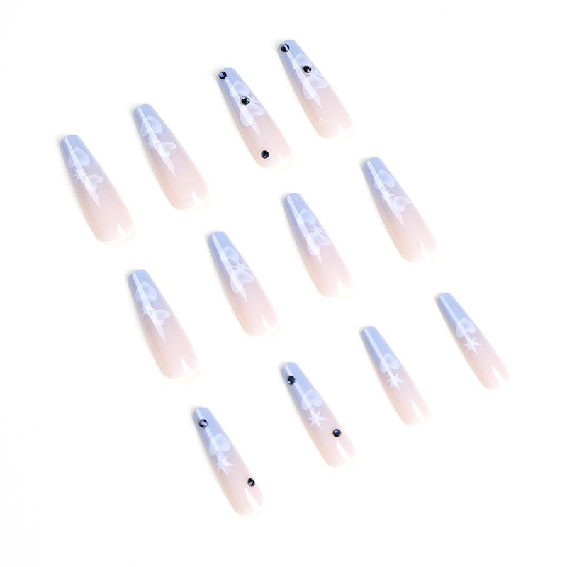 Artificial Nails Long Ballet Nails Wearable Nail Art Blue Sky Pure Desire Ai'x Gradient Color False Nails