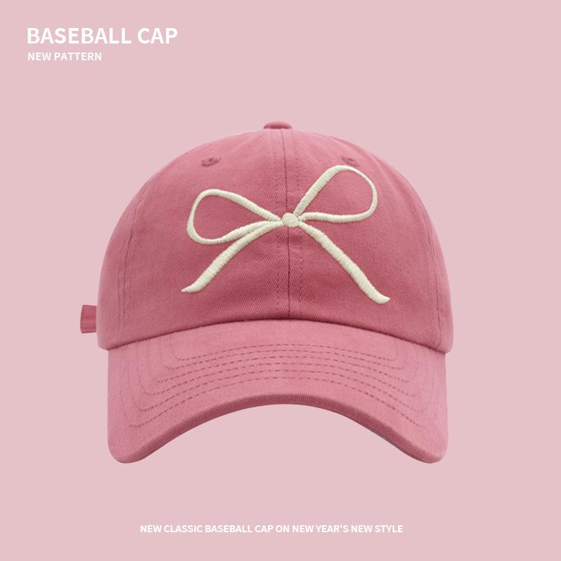 Sweet bow embroidered baseball cap women's spring and summer visor versatile face small soft top cap