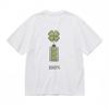 Women's Breathable Classic T-Shirt Green Four-Leaf Clover Battery Print Tee