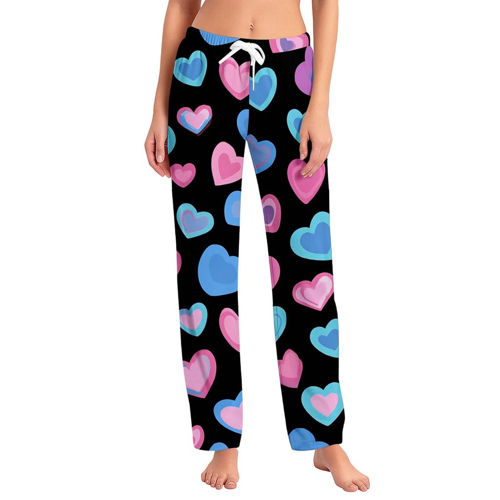 Women's Valentine's Day Heart,themed Casual Milk Silk Fleece Pants, Sleep Pants, Home Pants