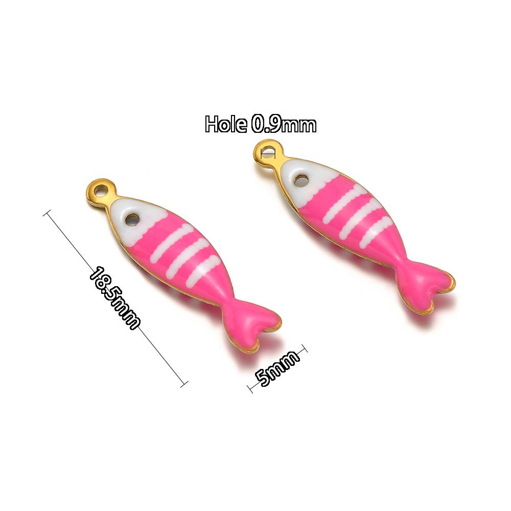 20pcs Stainless Steel Gold Color Enamel Little Fish Charms Pendants for DIY Jewelry Bracelet Necklace Findings Earrings Making