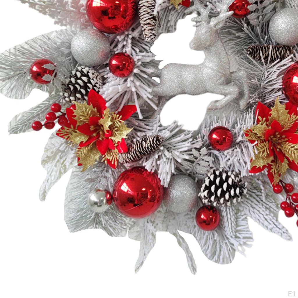Christmas Reindeer Wreath Artificial Wreaths for Front Door Decorations Wall Xmas Holiday