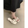 Bow women's slippers women's summer wear new French temperament fairy style evening with skirt thick heel sandals