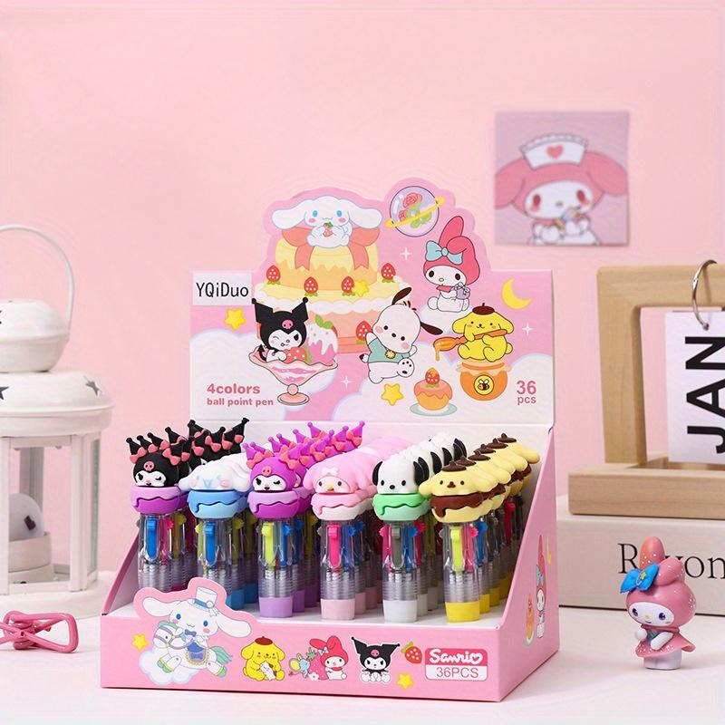 

36pcs HelloKitty Sanrio Cute Donut Mini Four Color Pen High-Precision Colorful Hand Pen Multicolor Marker Pen Stationery 0.5mm black, my melody, Random style 36pcs