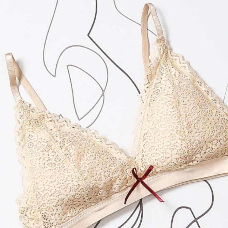 Beige Lace Bralette Triangle Bra With Red Bow And Soft Comfortable Fabric S дубильная кора