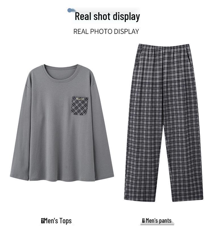 Men's Plus Size Pure Cotton Long Sleeve Pajama Set - Spring & Autumn 2025 Collection