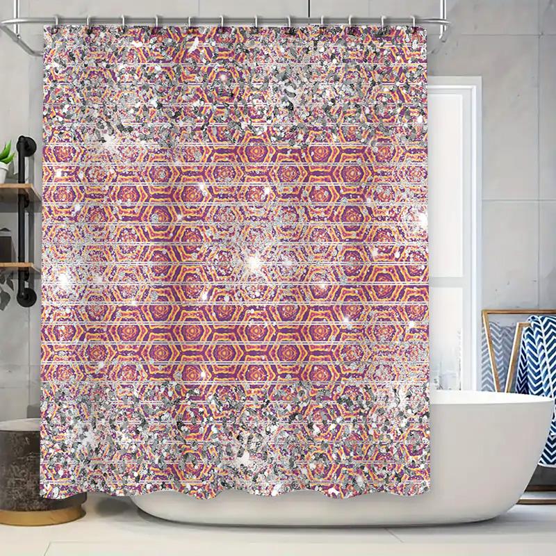 

Decorative Shower Curtain Fabric Waterproof Bath Mat Modern Home Decor 3D Print for Bathroom Decoration Pink/Orange/Blue 90x180cm
