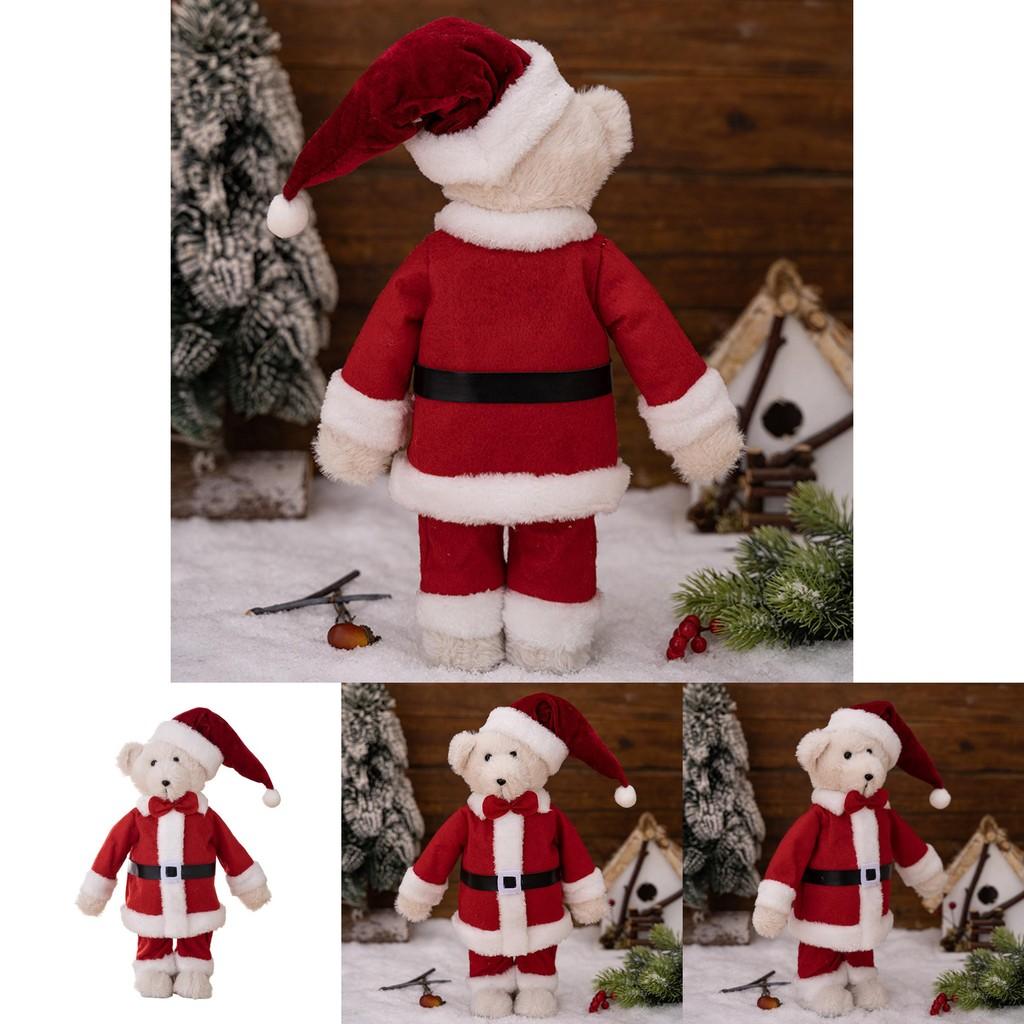 Adorable Christmas Standing Bear Plush Toy Cute Red Bear Figurine For Holiday Decor