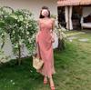 Summer New Sun Warm Orange Polka Dot Skirt Pure Desire French Suspender Dress Women's Seaside Vacation Polka Dot Mesh Dress