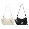 Women Underarm Bag with Butterfly Decoration Purse Fashion Female with Zipper Handbag for Party Outdoor Work Vacation Spring