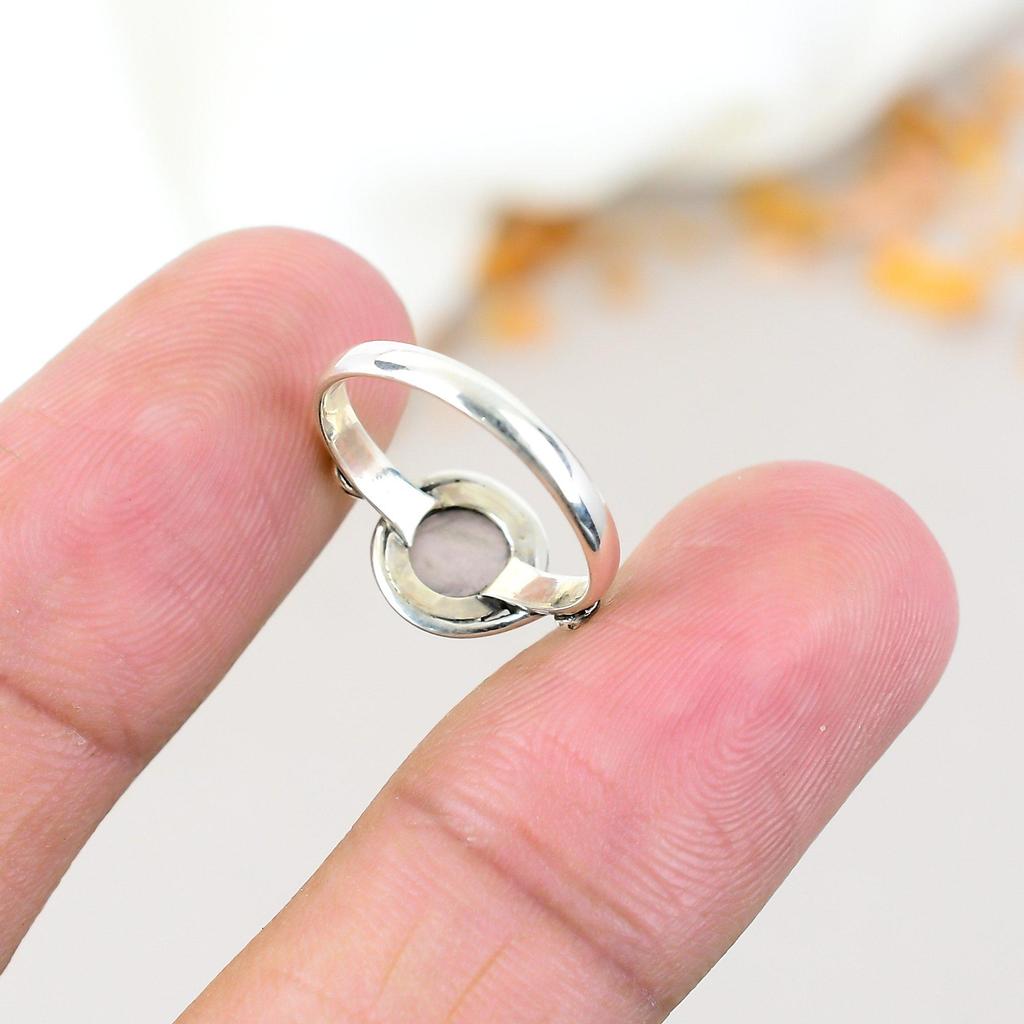 Rose Quartz 925 Sterling Silver Pink Gemstone Handmade Jewelry Ring For Women