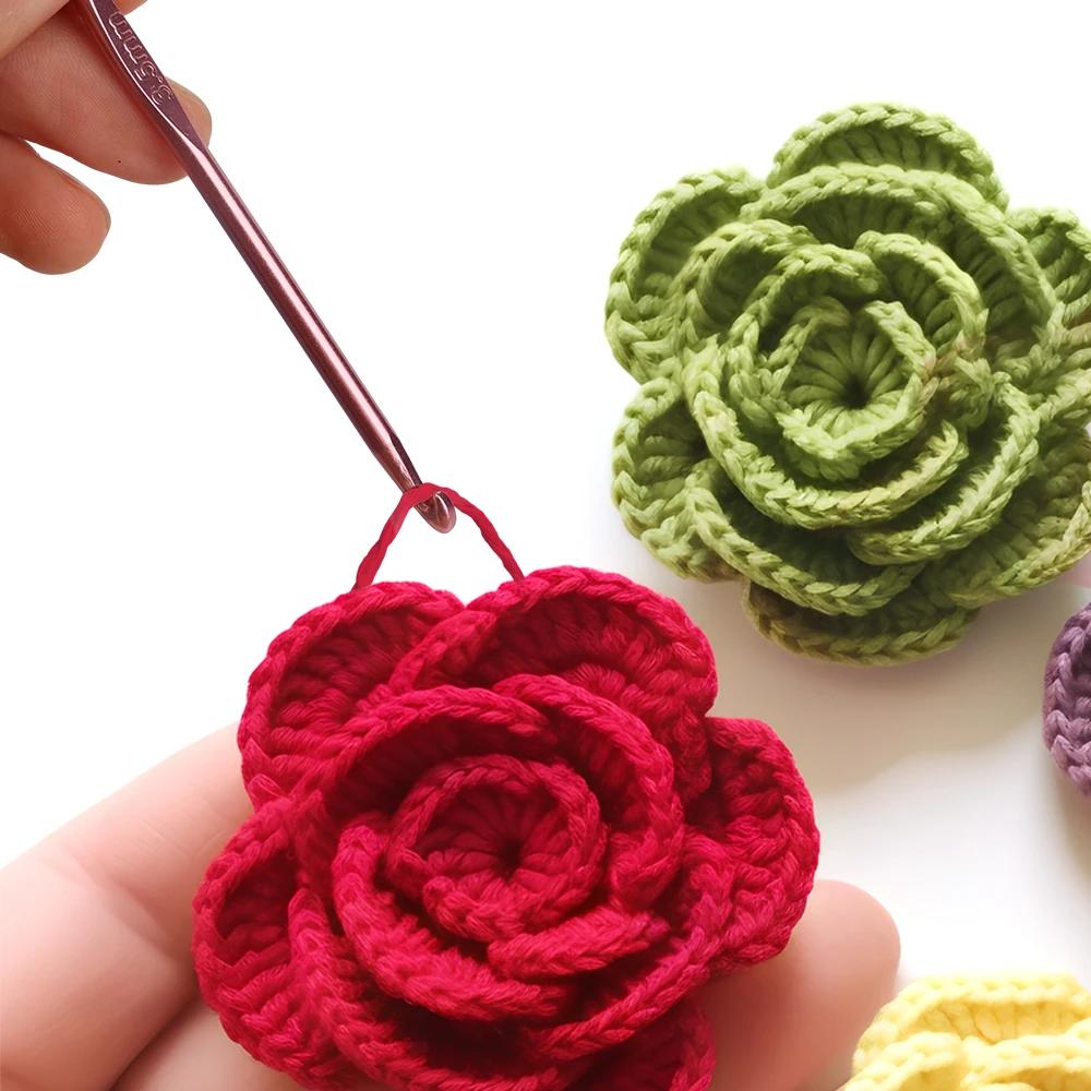 14pcsDIY clothing needle metal handle crochet single-head crochet colorful aluminum knitting needle yarn crafts